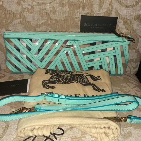 BURBERRY NWT NOVA LARGE CLUTCH PURSE OPAL STRAP BAG AUTHENTIC - Picture 10 of 10
